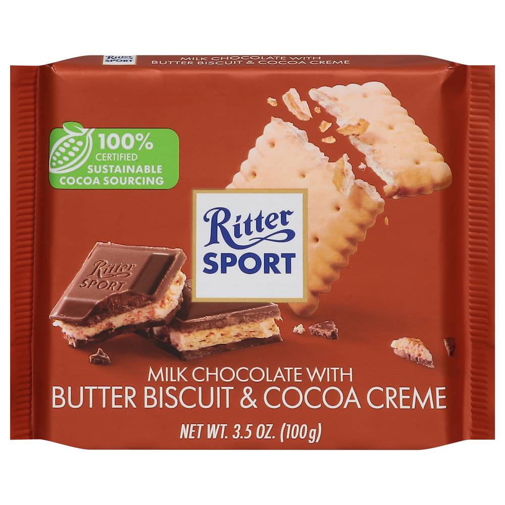 Ritter Sport Milk Chocolate With Butter Biscuit & Cocoa Creme (3.5 oz)