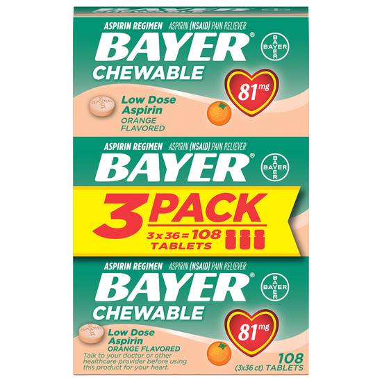 Bayer Orange Aspirin Chewable Tablets (108 ct)