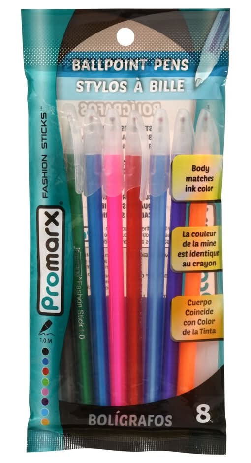 Promarx Fashion Ballpoint Pens, Assorted (8 ct)