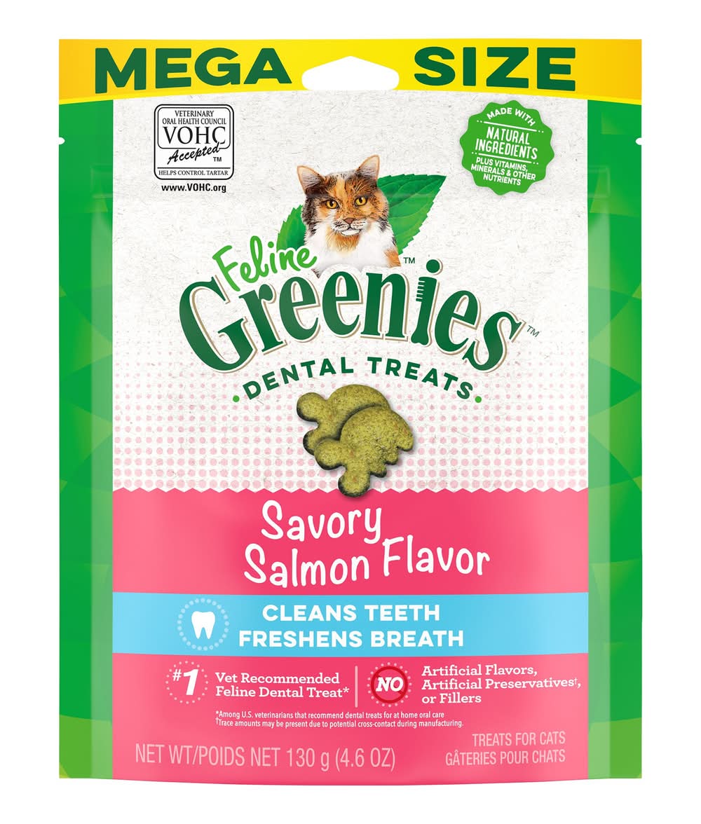 Greenies™ Feline Greenies Adult Cat Dental Treats - Dental Care, Natural, Salmon (Flavor: Salmon, Size: 4.6 Oz)
