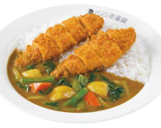 手仕込ささみカツ(2本)カレー＋ハーフほうれん草＋ハーフやさい Hand-made chicken tender cutlet (2 pcs) curry with spinach (half) and vegetables (half)