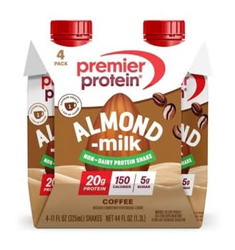 Premier Protein Almond Milk Shake, Coffee (4 x 11 fl oz)