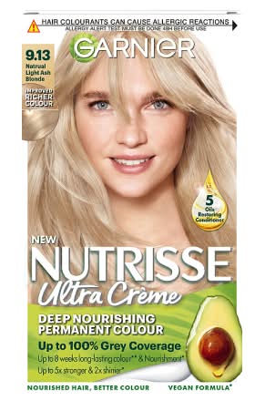 Garnier 9.13 Natural Light Ash Blonde, Nutrisse Ultra Creme Permanent Hair Colour