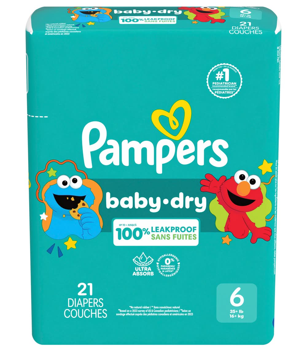 Pampers Leak Proof Day & Night Baby Dry Diapers, 6 (21 ct)