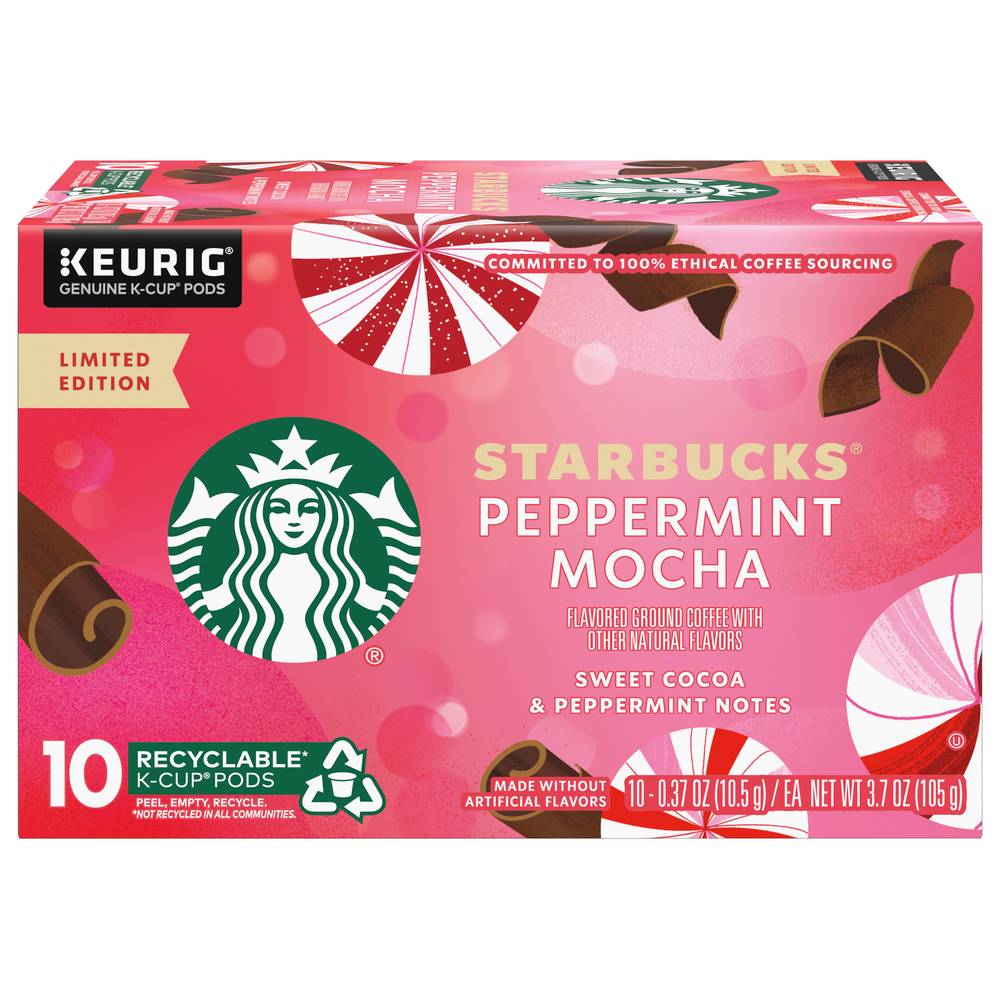 Starbucks Ground K-Cup Pods Peppermint Mocha Coffee (3.7 oz, 10 ct)