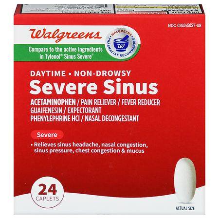 Walgreens Severe Sinus Congestion & Pain Caplets Daytime Cool Blast