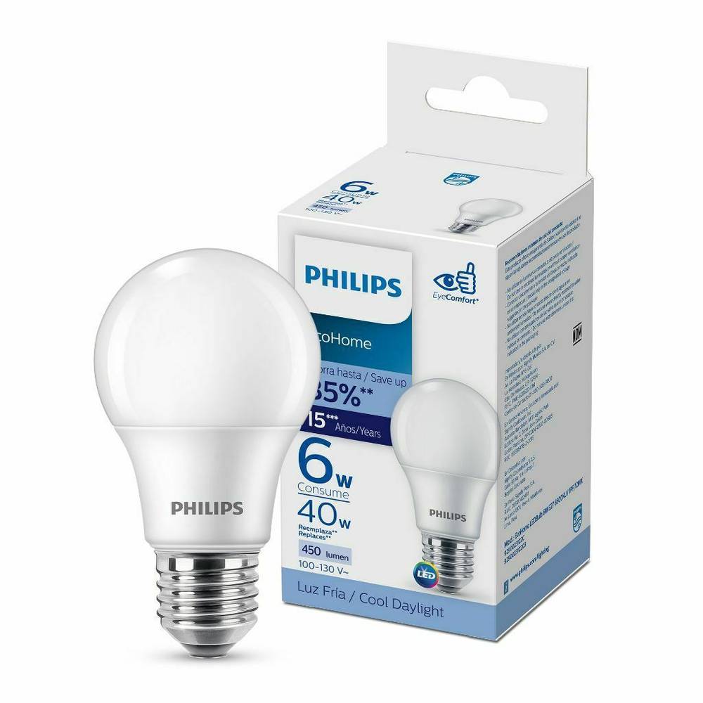 Philips · Foco ahorrador luz fría ecohome 40w