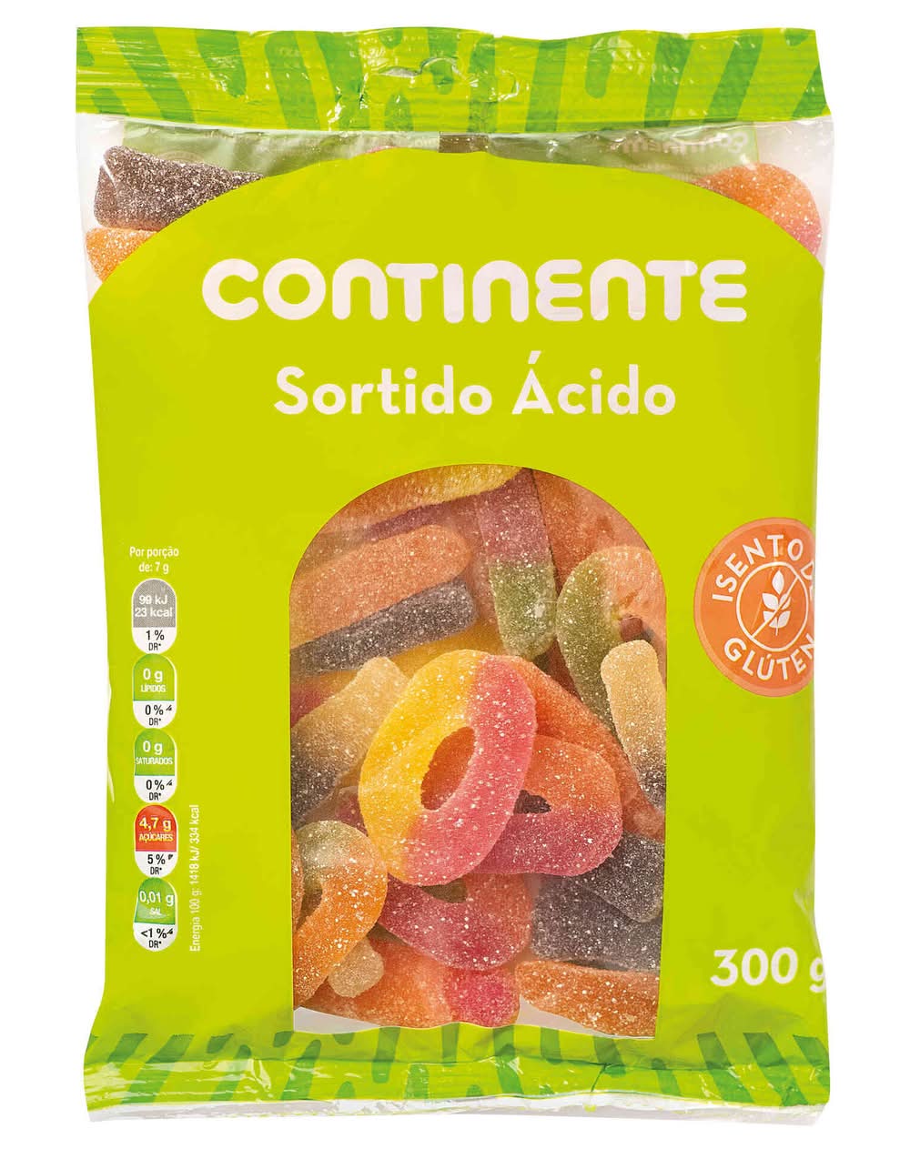 Gomas Sortido Ácido sem Glúten Continente Infantil (emb. 300 gr)