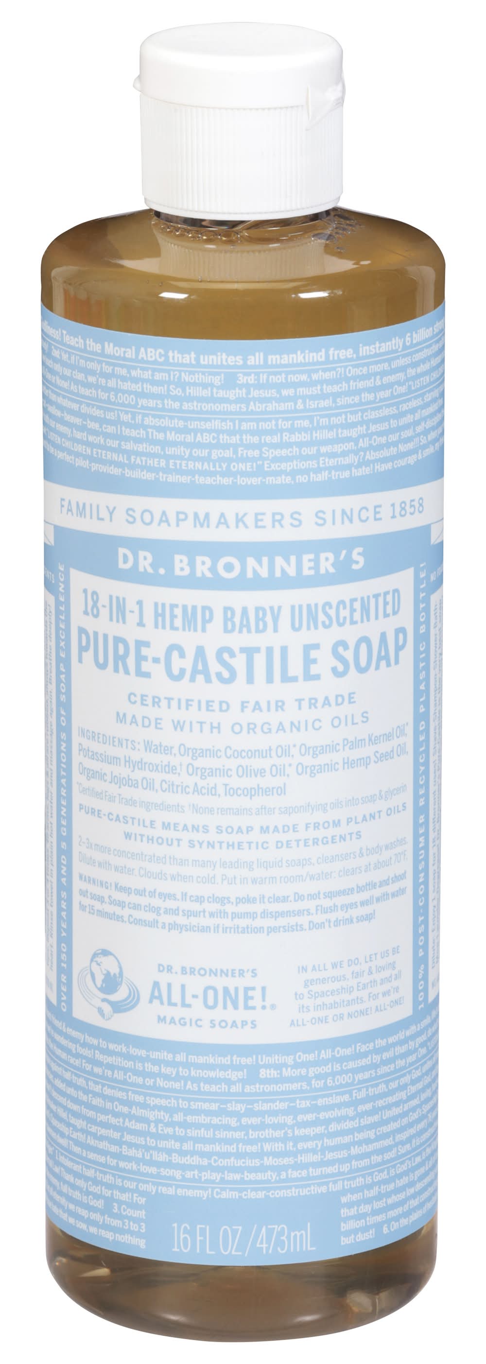 Dr. Bronner's 18 In 1 Hemp Baby Pure Castile Soap (16 fl oz)