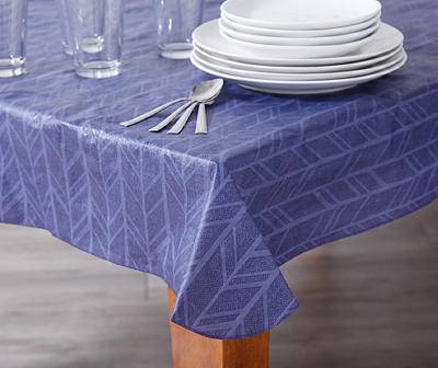 Real Living Navy Herringbone Peva Tablecloth (60 x 102 inches)