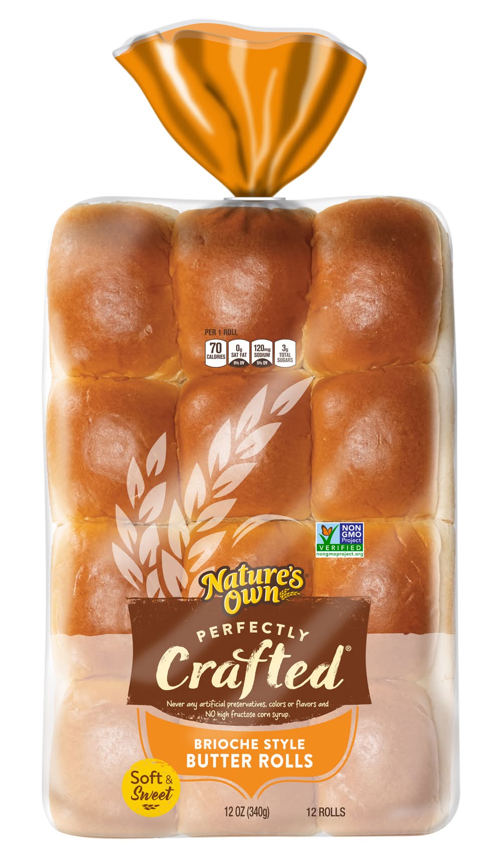 Nature's Own Perfectly Crafted Brioche Style Butter Rolls (12 oz, 12 ct)