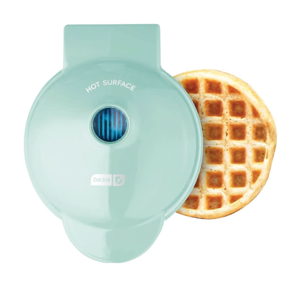 Dash Mini Waffle Maker in Aqua