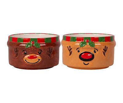 Reindeer Figural Porcelain Ramekins, 2-Pack