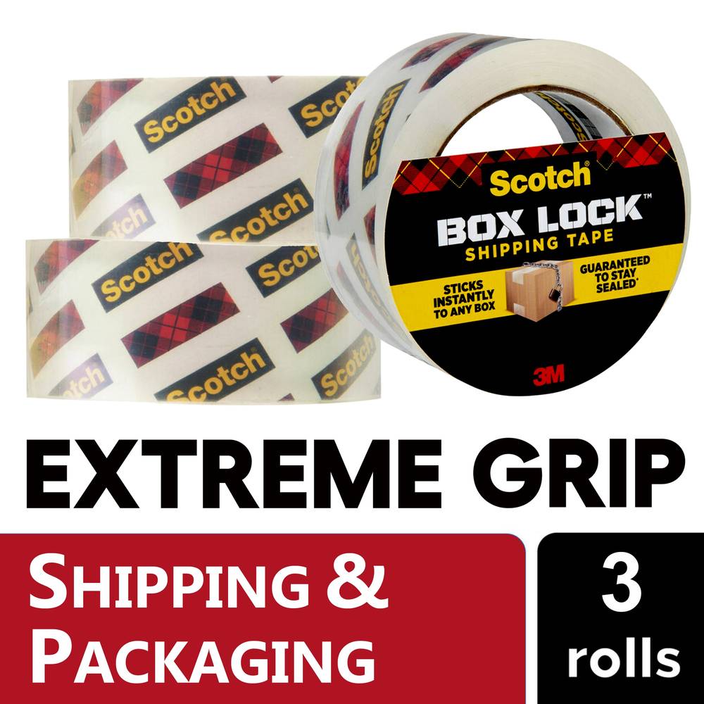 Scotch 3-Pack 1.88-in x 54.6 Yards Box Lock Extreme Grip Shipping Tape | 3950-LR3-4CC