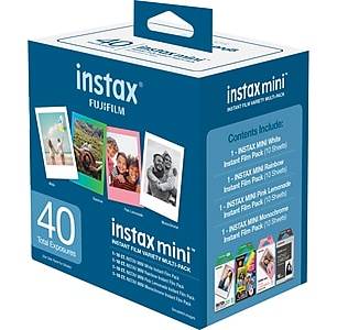 Instax mini Instant Film for Instax Cameras, Assorted Colors, 10 Sheets/Pack, 4 Packs/Carton (600021108)