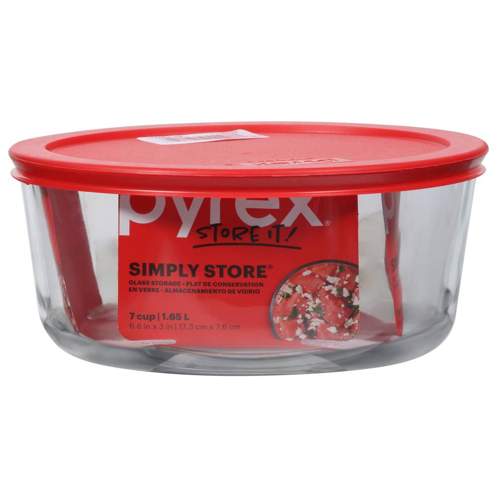 Pyrex 7 Cup Simply Store Glass Round Dish With Lid