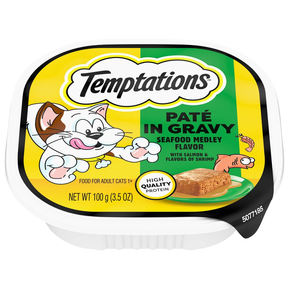 Temptations Pate in Gravy Cat Food, Seafood Medley (3.5 oz)