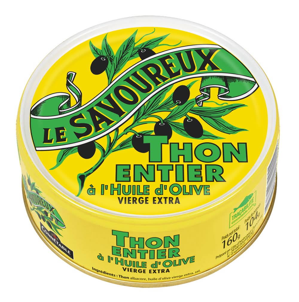 Le Savoureux - Thon albacore entier à l'huile d'olive vierge extra (160g)