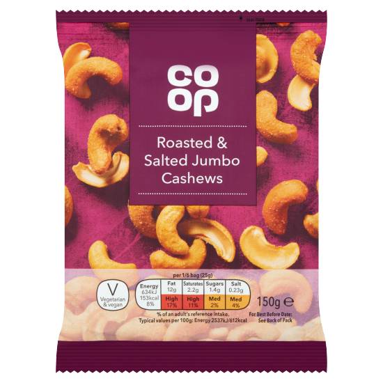 Co-op Roasted & Salted Jumbo Cashews (150g)