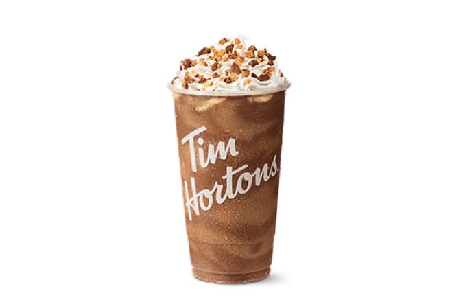 Peanut Butter Chocolate Iced CAPP® topped with Reese's