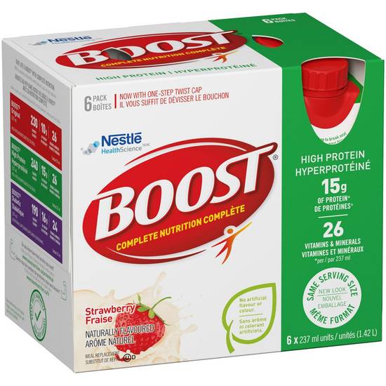 Boost High Protein Strawberry Meal Replacement Drink (pack of 6 | 6 x 237 ml)