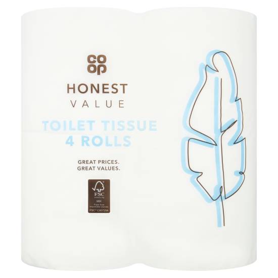 Co-op Honest Value Toilet Tissue Rolls (4 pack)