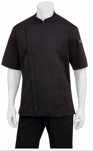 Springfield Chef Coat, single-breasted, short sleeves, black, large