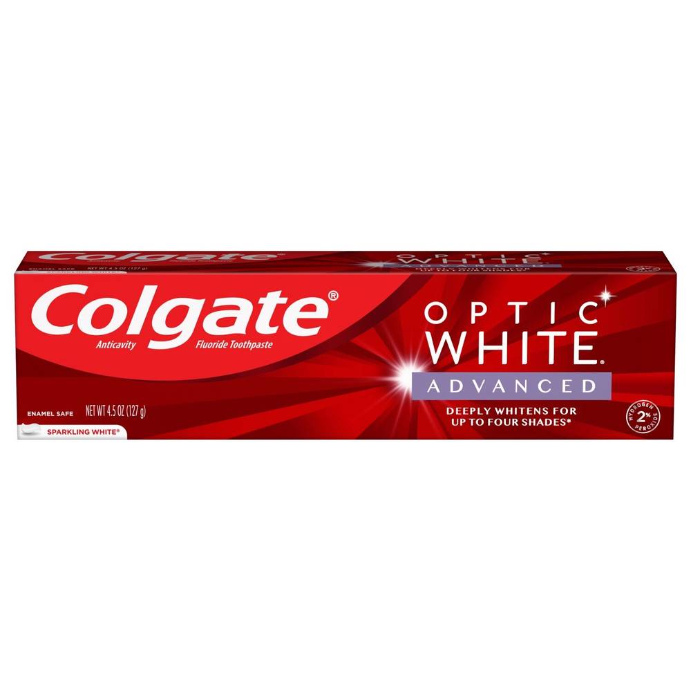 Colgate Optic White Advanced Teeth Whitening Toothpaste, Sparkling White, 4.5 ounce
