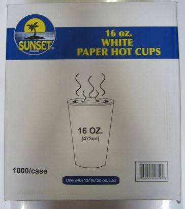 Sunset - 16 oz White Hot Cups - 1000 ct Pack (Case of 20)