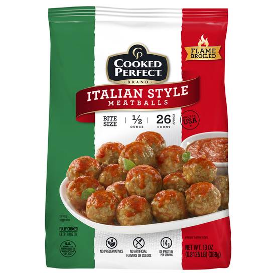 Cooked Perfect Bite Size Italian Style Meatballs