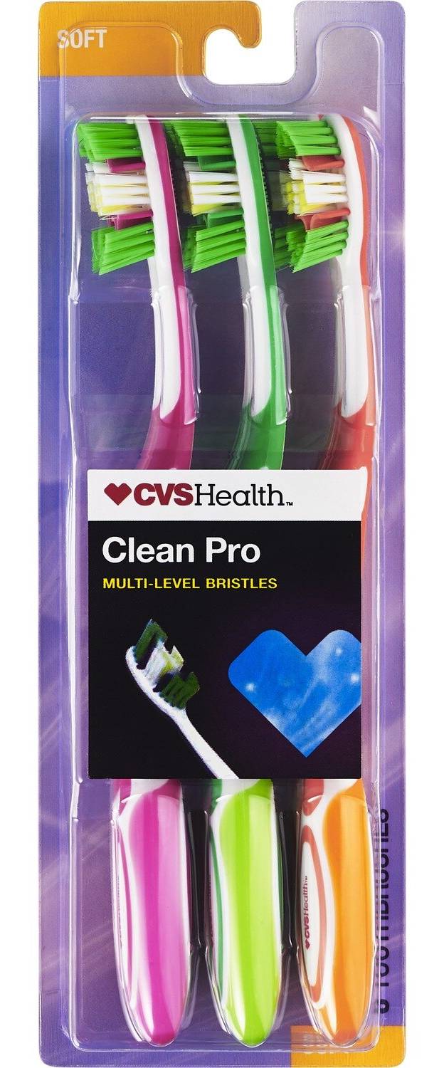 Cvs Health Clean Pro Toothbrush, Soft Bristle, 6 Ct