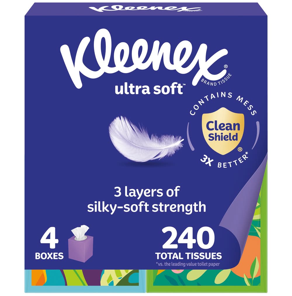 Kleenex Ultra Soft 3-ply Tissues, 8.2x8.4 in (1.5 lbs, 240 ct)