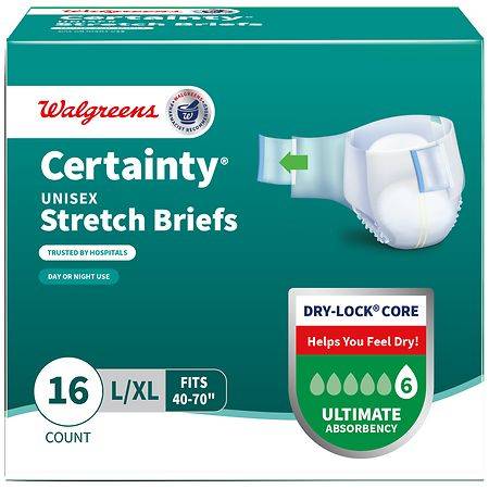 Walgreens Certainty Unisex Adjustable Incontinence Stretch Briefs With Tabs L / Xl