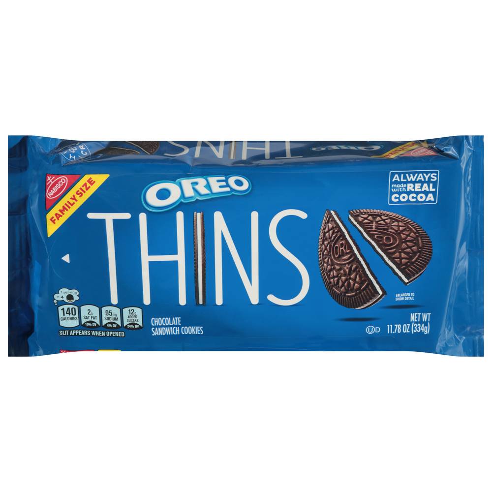 Nabisco Oreo Thins Family Size Sandwich Cookies, Chocolate (11.78 oz)