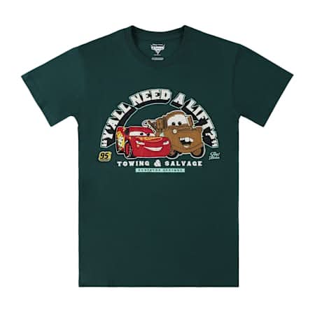 Disney PIXAR Cars Towing & Salvage Graphic Tee Large Green