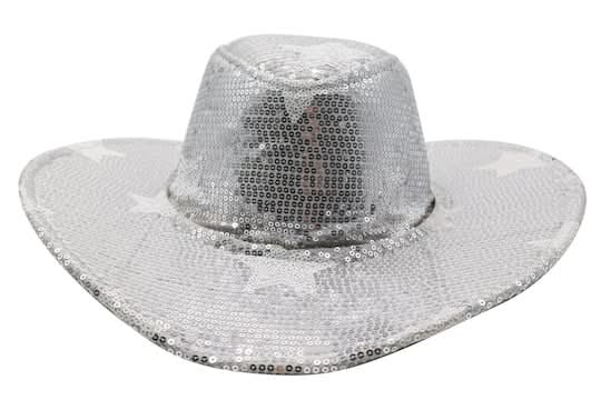 Celebrate It Star Sequin Cowboy Hat, 7 in, Silver