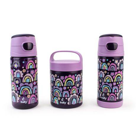 3PK PUSH LID BOTTLE SET-RAINBOW PURPLE