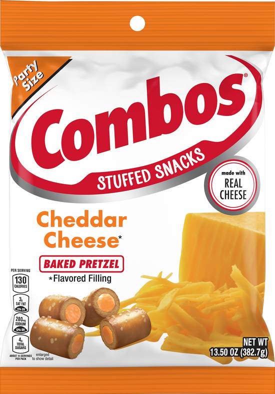 Combos Party Size Baked Pretzel Cheddar Cheese Stuffed Snacks