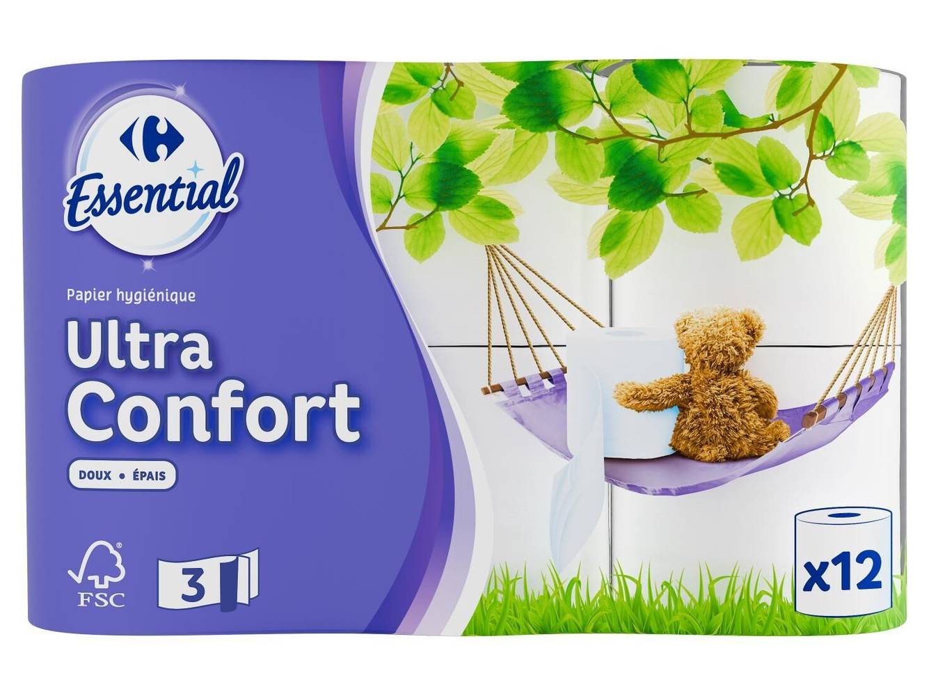 Carrefour Essential - Papier toilette ultra confort 3 épaisseurs (12)