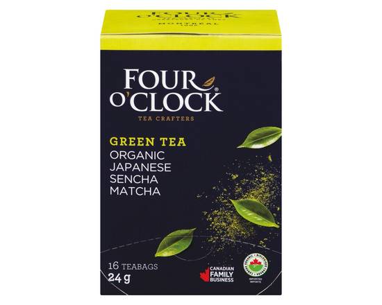 Four O‘Clock · THÉ VERT SENCHA MATCHA JAPONAIS BIOLOGIQUE/EQUITABLE (24 g) - Green Japanese Sencha Matcha Organic Tea (24 g)