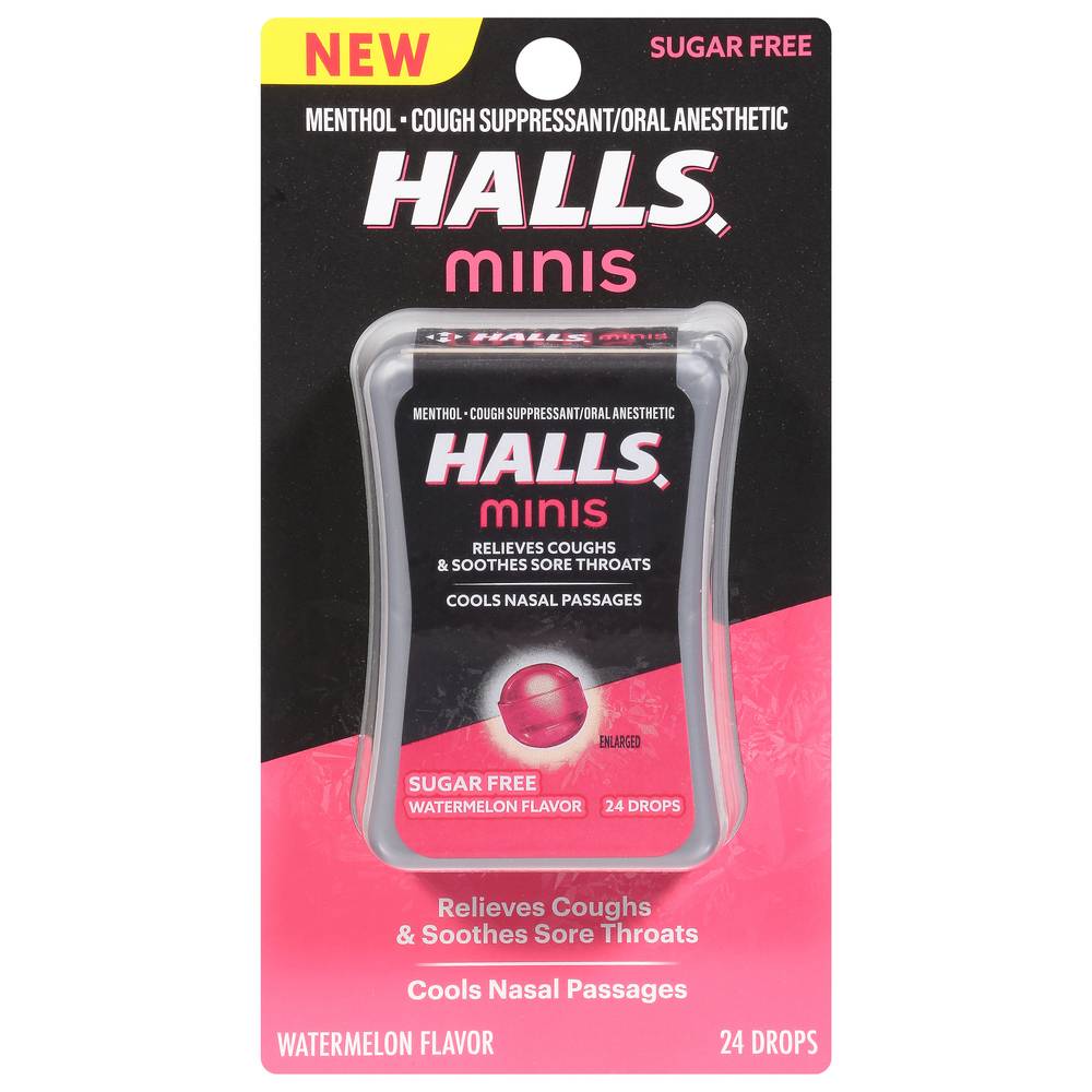 Halls Minis Cough Drops, Watermelon (24 ct)