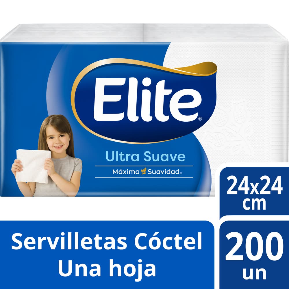 Elite · Ultra suave servilletas cóctel - 24x24 cm (200 un)