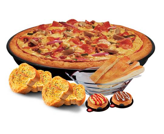 Pizza Grande + Breadstick +Pan Ajo Grande + 2 Slider