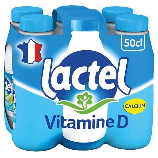 Lactel - Lait demi-écrémé vitamine d (6 x 500ml)