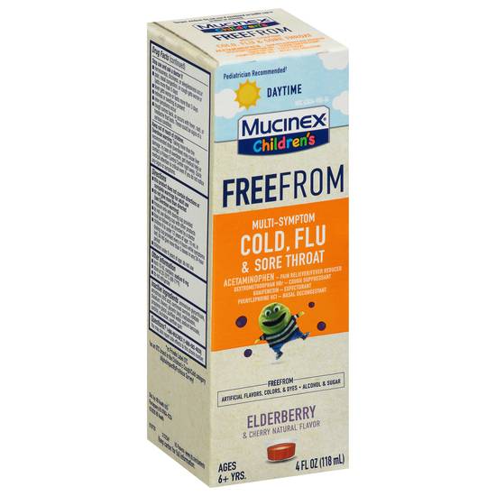 Mucinex Children's Freefrom Daytime Multi-Symptom Elderberry & Cherry Cold Flu & Sore Throat