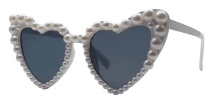 Women's Pearly Heart Sunglasses White