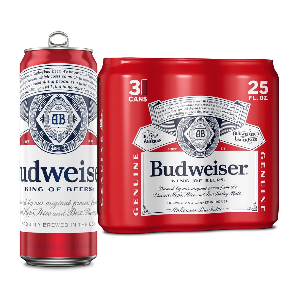 Budweiser the Great American Lager Beer (3 pack, 8.33 fl oz)
