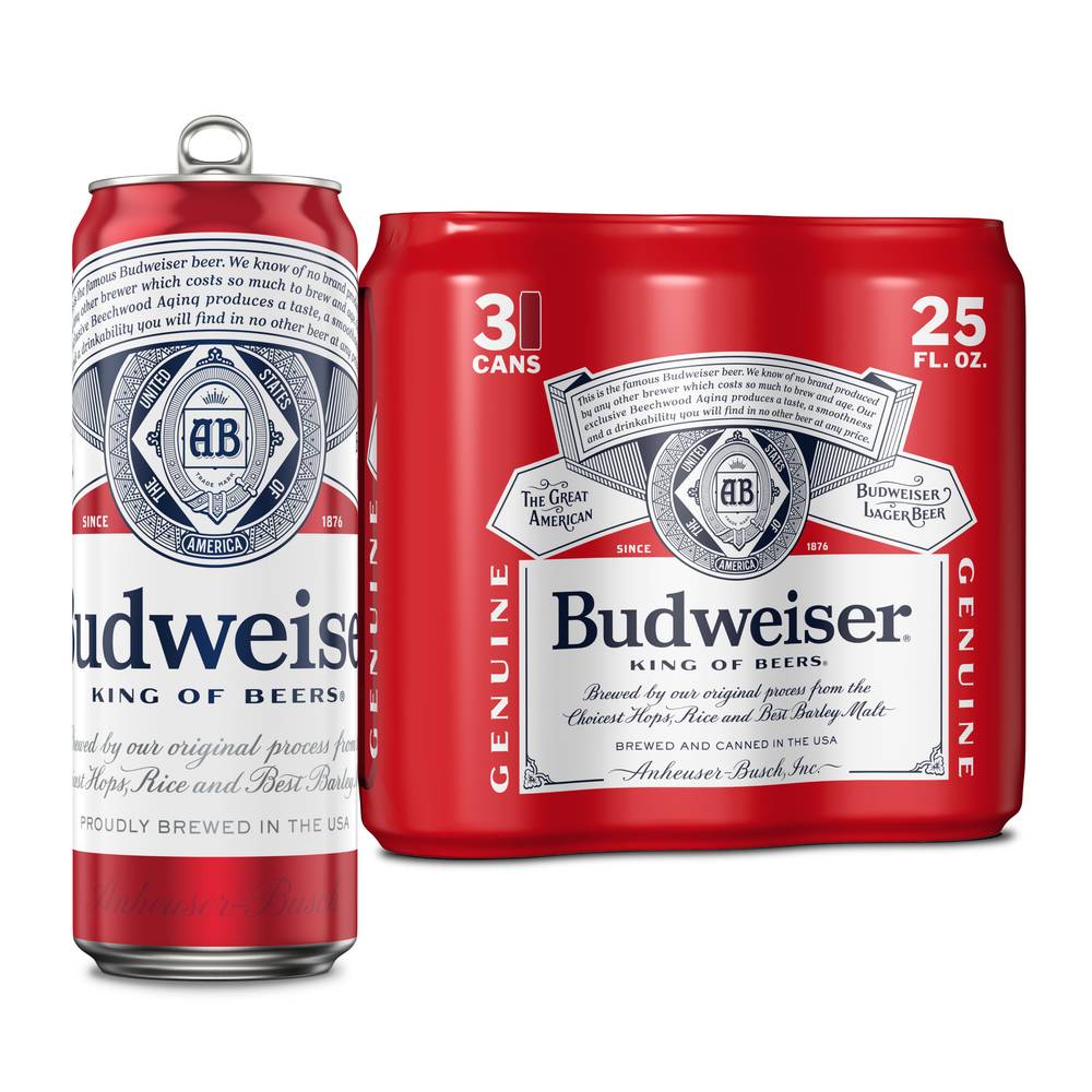 Budweiser The Great American Lager Beer (3 x 25 fl oz)