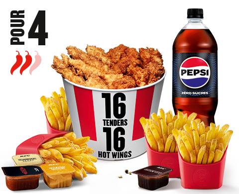 Menu 16 Tenders®  + 16 Hot Wings®