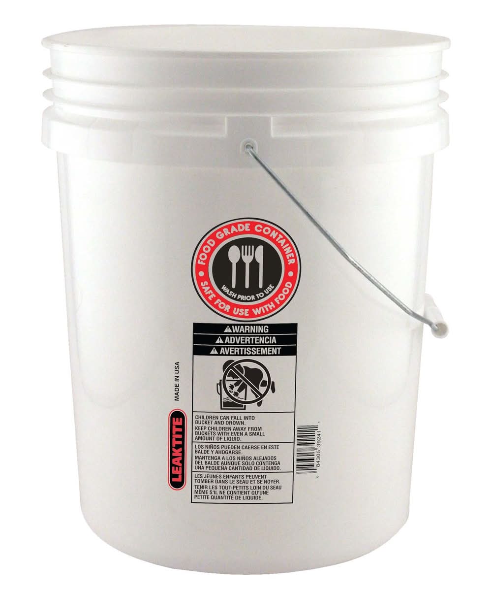 Leaktite White 5 Gal Plastic Food Safe Bucket